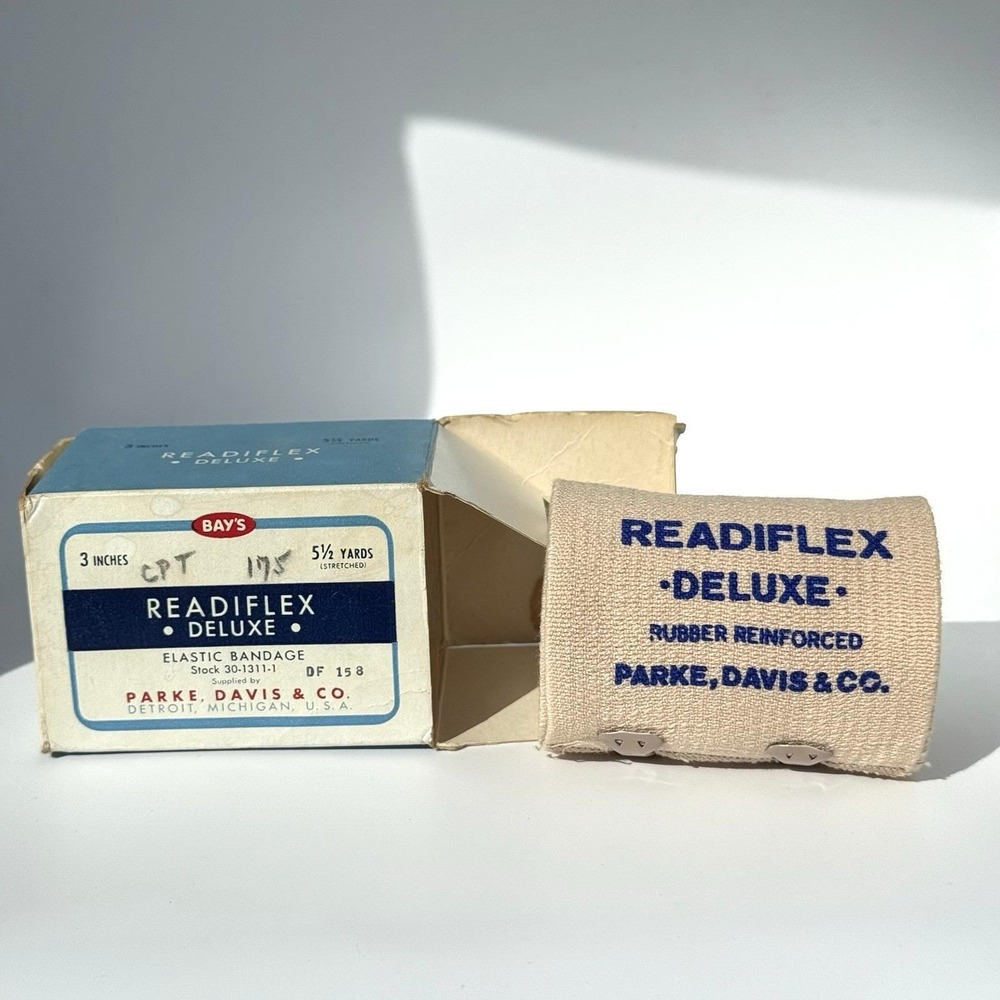 VTG Parke-Davis ReadiFlex Deluxe Elastic‎ Bandage w/ Box – 3" x 5.5 yd USA